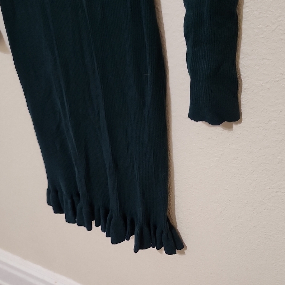 John + Jenn Green Ribbed Bodycon Dress Long Sleeve - Picture 8 of 12